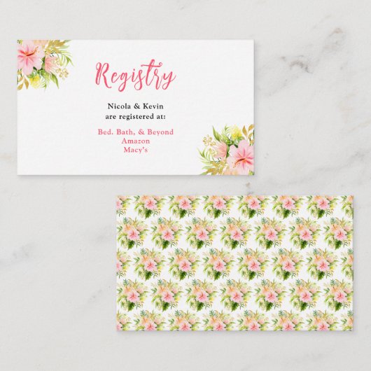 Tropical Jungle Floral Wedding Registry Informatiekaartje (Voorkant / Achterkant)