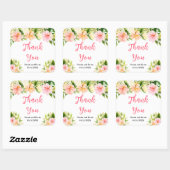 Tropical Jungle Floral Wedding Thank You Vierkante Sticker (Vel)