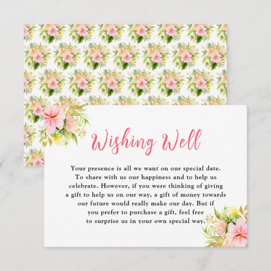 Tropical Jungle Floral Wedding Wishing Well Informatiekaartje (Voorkant / Achterkant)