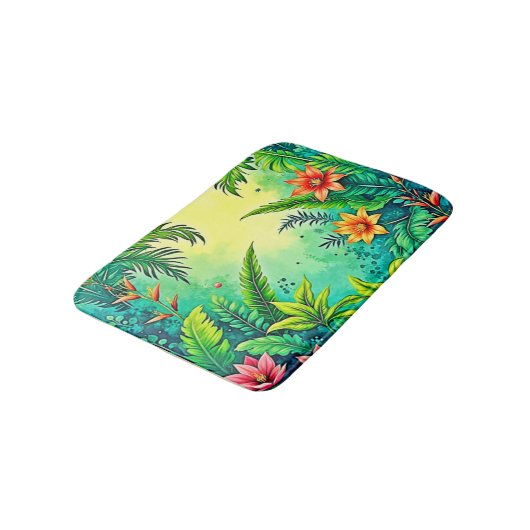 Tropical Jungle Lush Paradise Design Badmat (Gekanteld)
