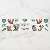 Tropical Jungle Safari Animals Birthday Waterfles Etiket (Enkel label)
