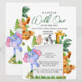 Tropical Jungle Safari Animals Boy Baby Shower  In Kaart (Voorkant / Achterkant)