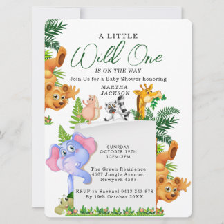 Tropical Jungle Safari Animals Boy Baby Shower  In Kaart