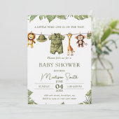 Tropical Jungle Safari Animals Boy Baby Shower Kaart (Staand voorkant)