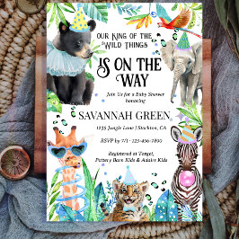Tropical Jungle Safari Animals Boy Baby Shower Kaart