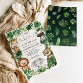 Tropical Jungle Safari Animals Girl Baby Shower Kaart