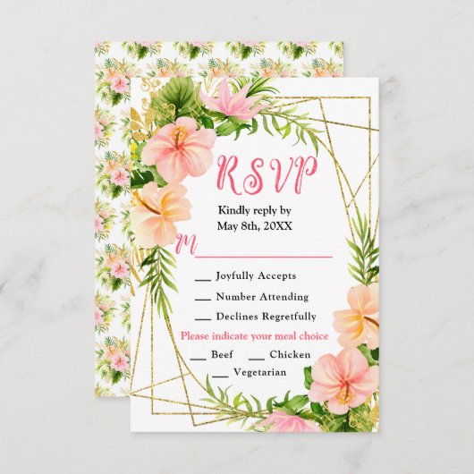 Tropical Jungle with Foliage Wedding RSVP Kaartje (Voorkant / Achterkant)