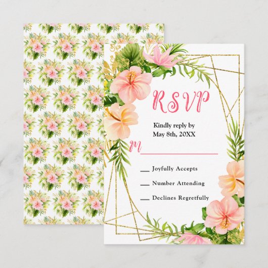 Tropical Jungle with Foliage Wedding RSVP Kaartje (Voorkant / Achterkant)