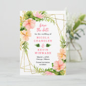 Tropical Jungle with Foliage Wedding Save The Date (Staand voorkant)