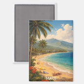 Tropical Ka’anapali Beach Maui Vintage Travel Magneet (Voorkant / Achterkant)