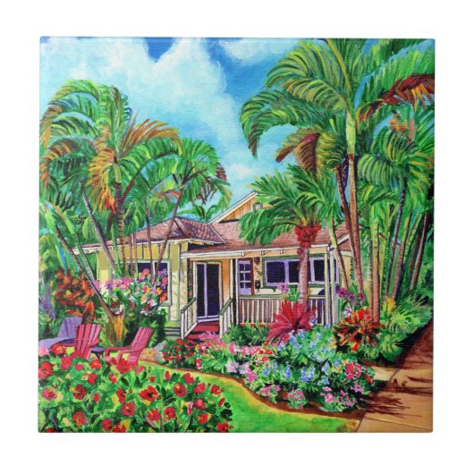 Tropical Kauai Beach House Ceramic Tile Tegeltje (Voorkant)