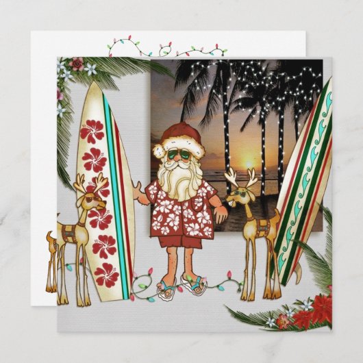 Tropical Kerstman Party uitnodiging (Voorkant / Achterkant)