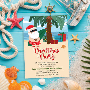 Tropical Kerstman Party uitnodiging