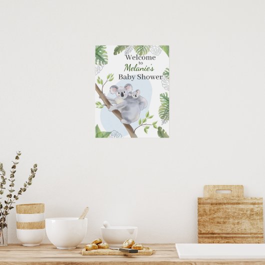 Tropical Koala Green Monstera Welkom Poster (Keuken)
