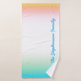 TROPICAL Koel Blauw Wit Verloop met Blauwe Tekst Bad Handdoek