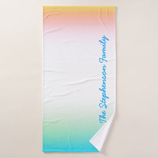 TROPICAL Koel Blauw Wit Verloop met Blauwe Tekst Bad Handdoek (Badhanddoek)