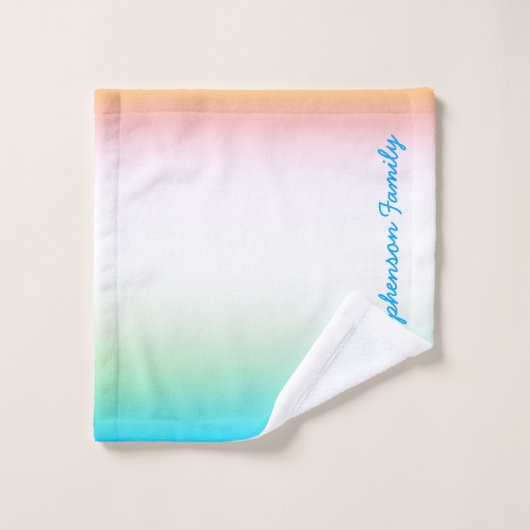 TROPICAL Koel Blauw Wit Verloop met Blauwe Tekst Bad Handdoek (Wasdoekje)