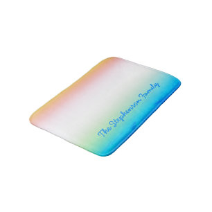 TROPICAL Koel Blauw Wit Verloop met Blauwe Tekst Badmat