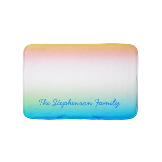 TROPICAL Koel Blauw Wit Verloop met Blauwe Tekst Badmat (Voorkant)