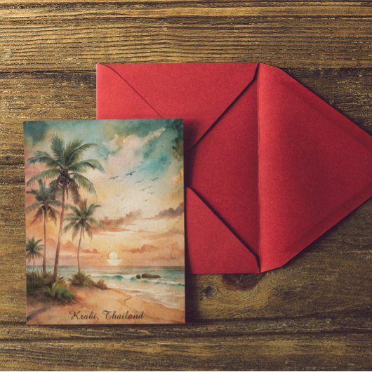 Tropical Krabi Thailand Beach Sunset Briefkaart