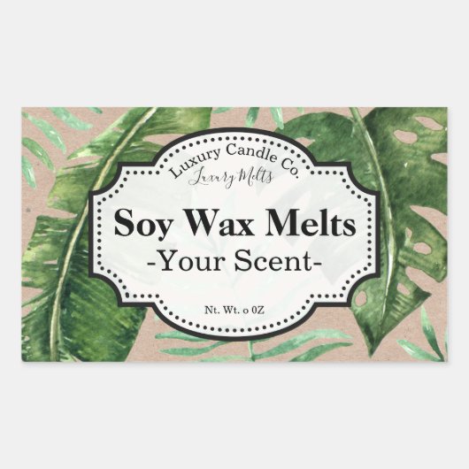 Tropical Kraft Soja Wax smeltlabel Rechthoekige Sticker (Voorkant)