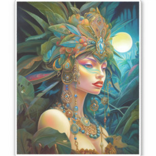 Tropical Lady Fantasy Kunst Sticker
