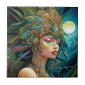 Tropical Lady Fantasy Kunst Tegeltje (Voorkant)