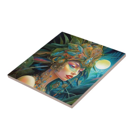 Tropical Lady Fantasy Kunst Tegeltje (Zijkant)