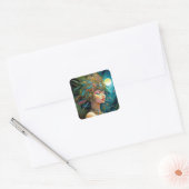 Tropical Lady Fantasy Kunst Vierkante Sticker (Envelop)