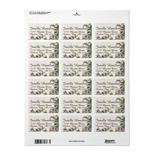 Tropical Lady Slipper Orchidee Flower Adresetikett Etiket (Full Sheet)