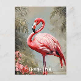 Tropical Lake Side Roze Flamingo  Briefkaart