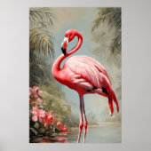 Tropical Lake Side Roze Flamingo  Poster (Voorkant)