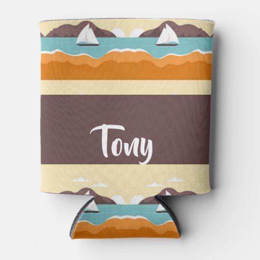 Tropical landscape with yacht pattern blikjeskoeler (Voorkant)