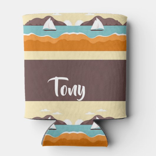 Tropical landscape with yacht pattern blikjeskoeler (Achterkant)