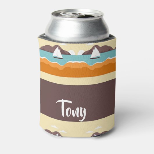 Tropical landscape with yacht pattern blikjeskoeler (Blikje Achterkant)