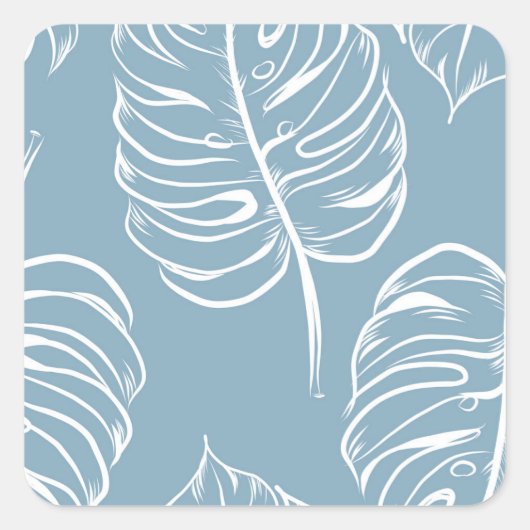 Tropical Leaf Abstract: naadloos groen. Vierkante Sticker (Voorkant)