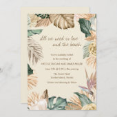 Tropical Leaf Beach bruiloft uitnodiging (Voorkant / Achterkant)