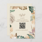 Tropical Leaf Beach RSVP-kaart met QR-code RSVP Kaartje (Voorkant / Achterkant)