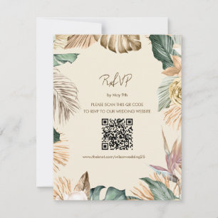 Tropical Leaf Beach RSVP-kaart met QR-code RSVP Kaartje