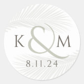 Tropical Leaf Boho Bruiloft Dank u Ronde Sticker (Voorkant)