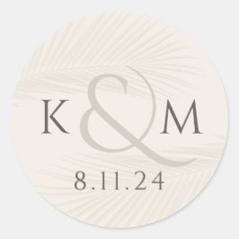 Tropical Leaf Boho Bruiloft Dank u Ronde Sticker