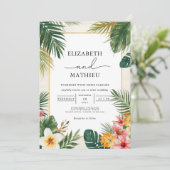 Tropical Leaf Border Wedding Kaart (Staand voorkant)