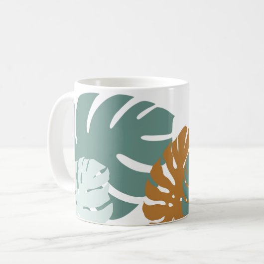 Tropical Leaf Ceramic 11 oz Mok (Voorkant links)
