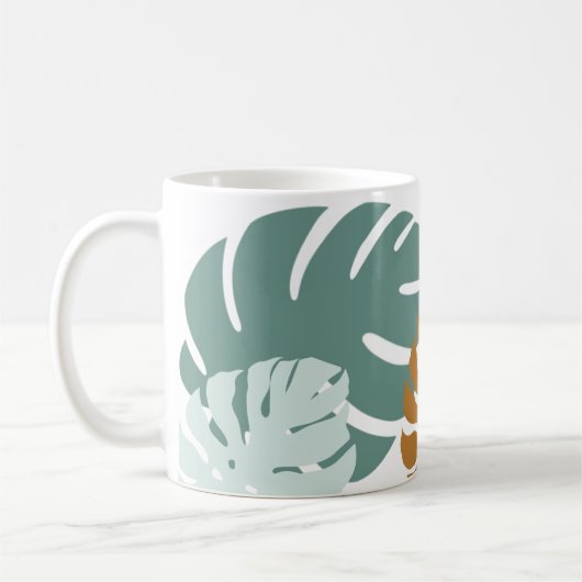 Tropical Leaf Ceramic 11 oz Mok (Links)