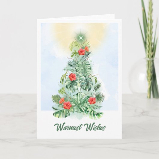 Tropical Leaf Christmas Tree Wenskaart Kaart (Voorkant)