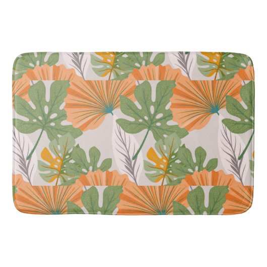 Tropical Leaf Composition in Orange and Green Badmat (Voorkant)