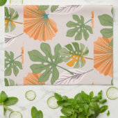 Tropical Leaf Composition in Orange and Green Theedoek (Gevouwen)