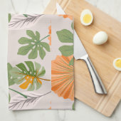Tropical Leaf Composition in Orange and Green Theedoek (Quarter Fold)