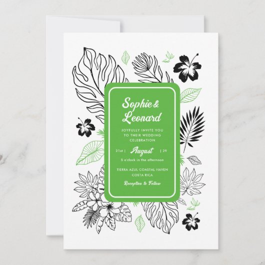 Tropical Leaf Exotic Beach Destination Wedding Kaart (Voorkant)
