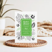 Tropical Leaf Exotic Beach Destination Wedding Kaart